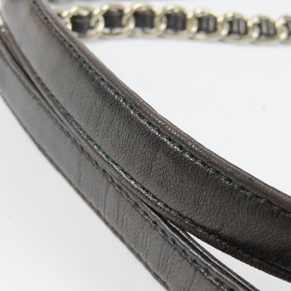 Prada Chain Shoulder Bag Triangle Logo Nylon Leather Black - Picture 7 of 15